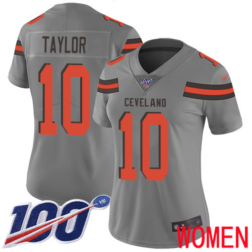 Cleveland Browns Taywan Taylor Women Gray Limited Jersey #10 NFL Football 100th Season Inverted Legend